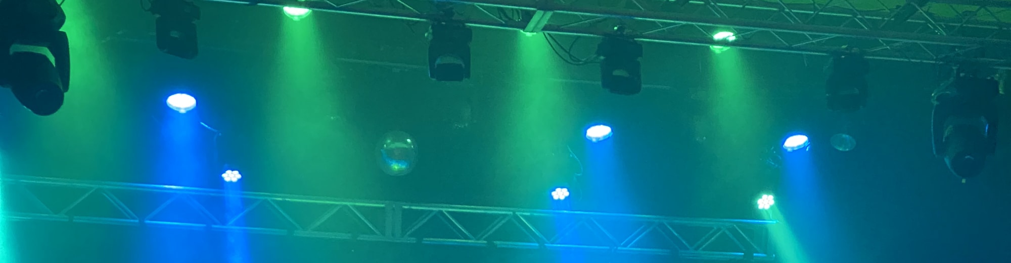 blue and green theater stage lights Columbia