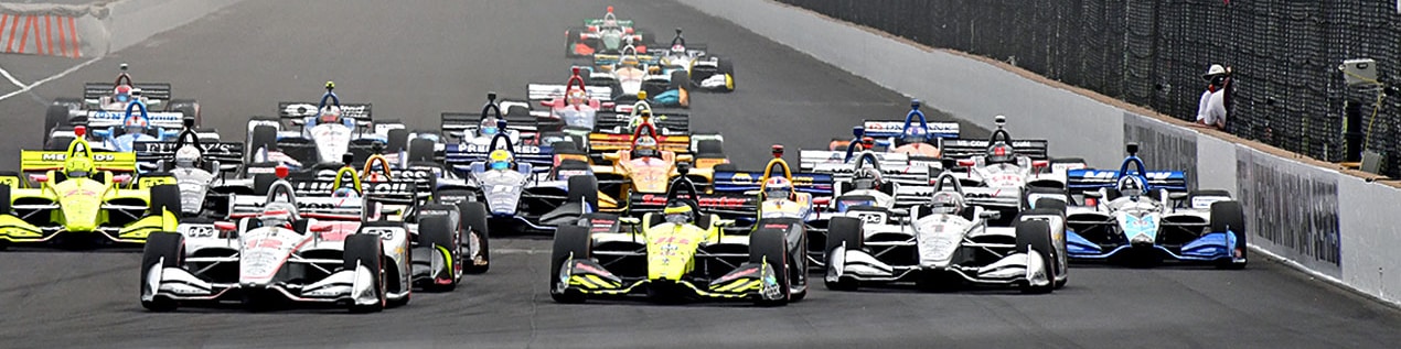 indy cars racing to through the start line Columbia